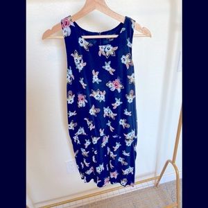 LOFT Romper Size L Floral Print With Pockets, Back Zip Peephole Button Enclosure